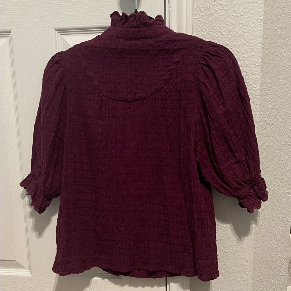 Avara Burgundy Ruffle Top - Picture 3 of 5